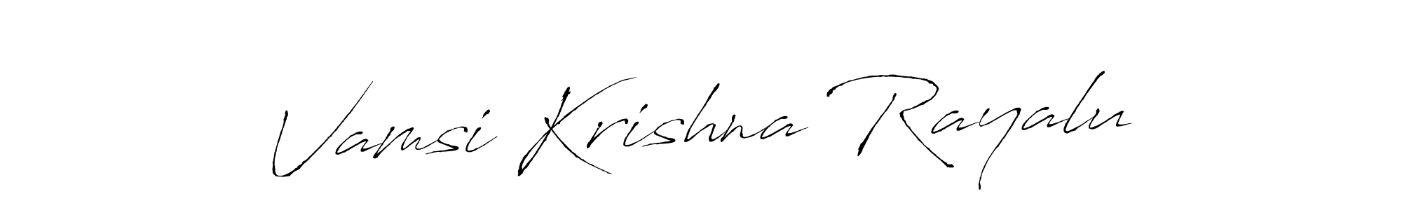Antro_Vectra is a professional signature style that is perfect for those who want to add a touch of class to their signature. It is also a great choice for those who want to make their signature more unique. Get Vamsi Krishna Rayalu name to fancy signature for free. Vamsi Krishna Rayalu signature style 6 images and pictures png