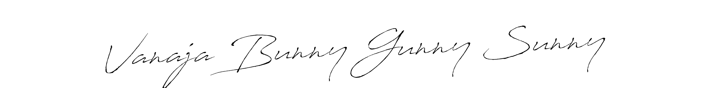 You should practise on your own different ways (Antro_Vectra) to write your name (Vanaja Bunny Gunny Sunny) in signature. don't let someone else do it for you. Vanaja Bunny Gunny Sunny signature style 6 images and pictures png