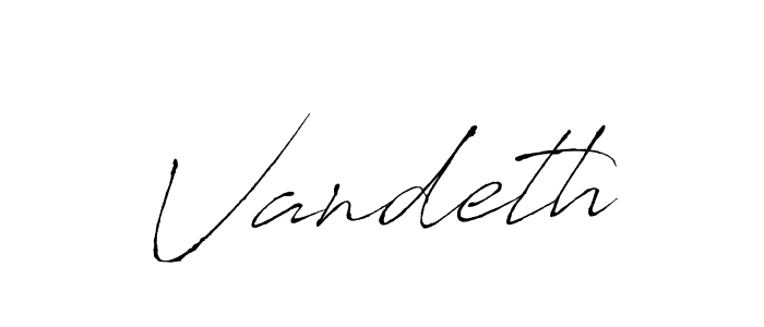 You can use this online signature creator to create a handwritten signature for the name Vandeth. This is the best online autograph maker. Vandeth signature style 6 images and pictures png