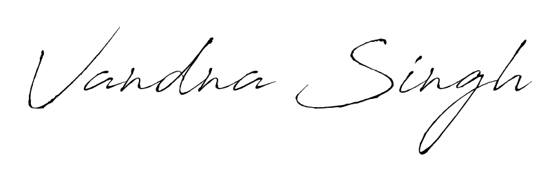 Discover how Vandna Singh looks in an executive cursive font (Antro_Vectra). Perfect for legal documents, invoices, and certificates. Vandna Singh signature style 6 images and pictures png