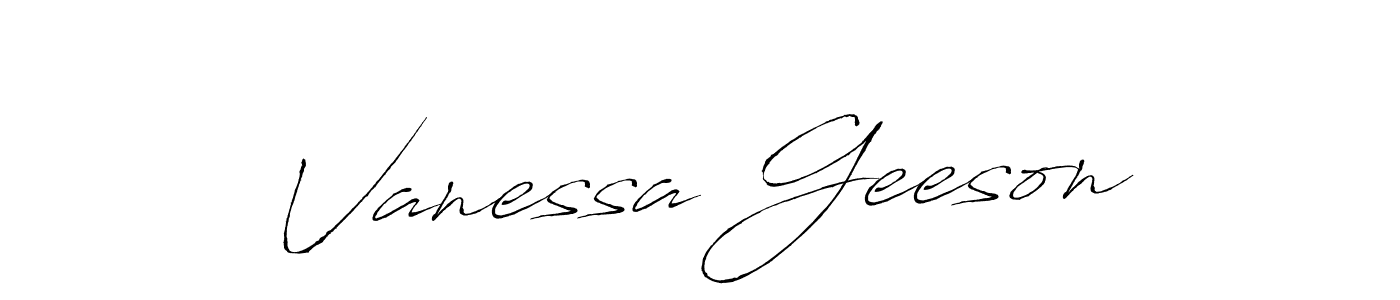 How to make Vanessa Geeson name signature. Use Antro_Vectra style for creating short signs online. This is the latest handwritten sign. Vanessa Geeson signature style 6 images and pictures png