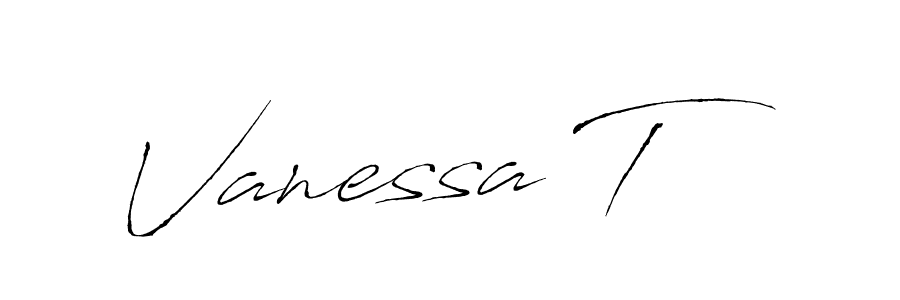 How to make Vanessa T signature? Antro_Vectra is a professional autograph style. Create handwritten signature for Vanessa T name. Vanessa T signature style 6 images and pictures png