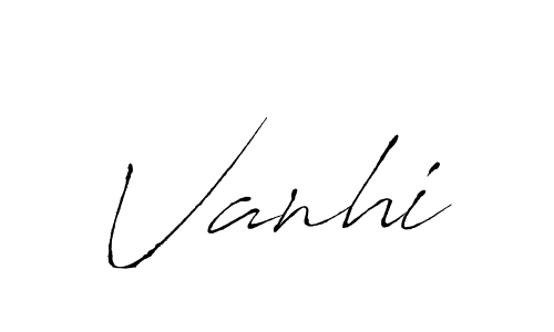 Use a signature maker to create a handwritten signature online. With this signature software, you can design (Antro_Vectra) your own signature for name Vanhi. Vanhi signature style 6 images and pictures png