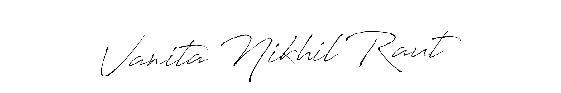 This is the best signature style for the Vanita Nikhil Raut name. Also you like these signature font (Antro_Vectra). Mix name signature. Vanita Nikhil Raut signature style 6 images and pictures png