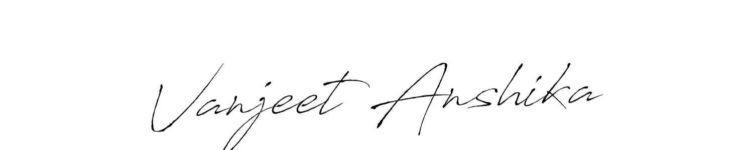 Antro_Vectra is a professional signature style that is perfect for those who want to add a touch of class to their signature. It is also a great choice for those who want to make their signature more unique. Get Vanjeet Anshika name to fancy signature for free. Vanjeet Anshika signature style 6 images and pictures png