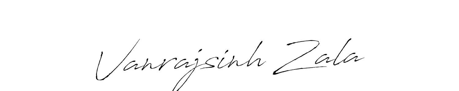 How to make Vanrajsinh Zala name signature. Use Antro_Vectra style for creating short signs online. This is the latest handwritten sign. Vanrajsinh Zala signature style 6 images and pictures png