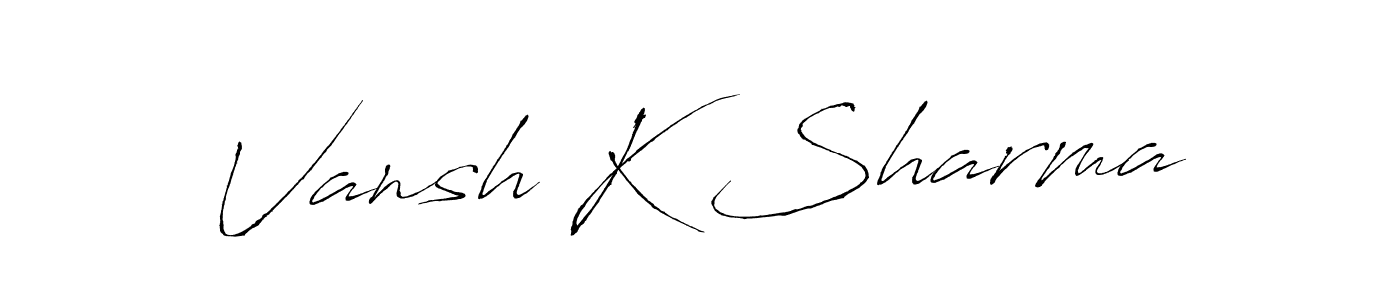 This is the best signature style for the Vansh K Sharma name. Also you like these signature font (Antro_Vectra). Mix name signature. Vansh K Sharma signature style 6 images and pictures png