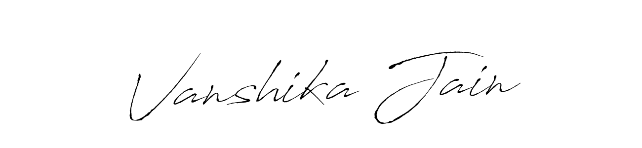 How to make Vanshika Jain name signature. Use Antro_Vectra style for creating short signs online. This is the latest handwritten sign. Vanshika Jain signature style 6 images and pictures png