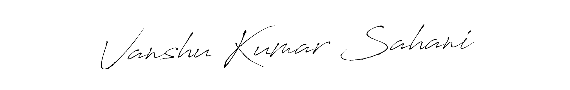 Antro_Vectra is a professional signature style that is perfect for those who want to add a touch of class to their signature. It is also a great choice for those who want to make their signature more unique. Get Vanshu Kumar Sahani name to fancy signature for free. Vanshu Kumar Sahani signature style 6 images and pictures png