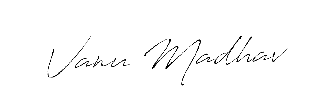 How to make Vanu Madhav name signature. Use Antro_Vectra style for creating short signs online. This is the latest handwritten sign. Vanu Madhav signature style 6 images and pictures png