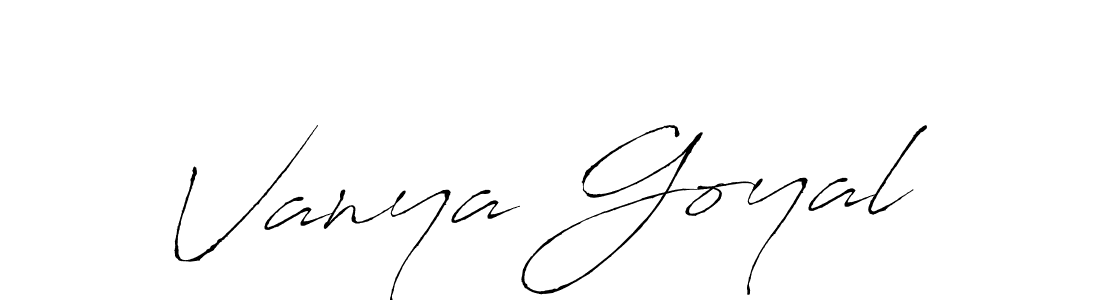 Antro_Vectra is a professional signature style that is perfect for those who want to add a touch of class to their signature. It is also a great choice for those who want to make their signature more unique. Get Vanya Goyal name to fancy signature for free. Vanya Goyal signature style 6 images and pictures png
