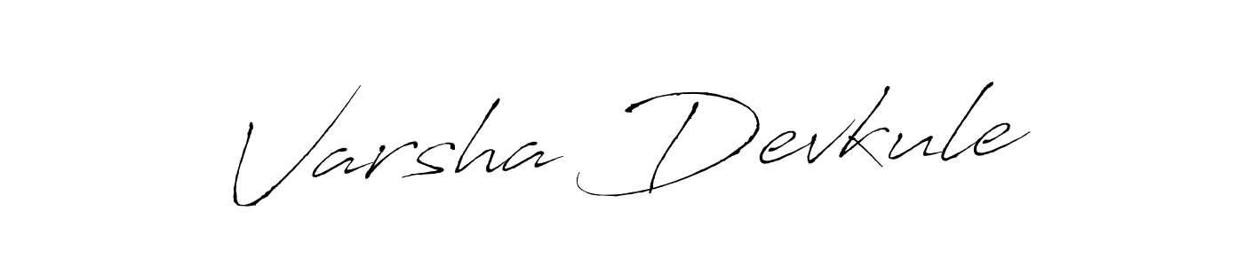 How to make Varsha Devkule name signature. Use Antro_Vectra style for creating short signs online. This is the latest handwritten sign. Varsha Devkule signature style 6 images and pictures png