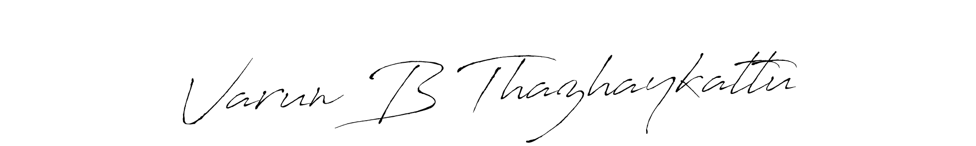 Antro_Vectra is a professional signature style that is perfect for those who want to add a touch of class to their signature. It is also a great choice for those who want to make their signature more unique. Get Varun B Thazhaykattu name to fancy signature for free. Varun B Thazhaykattu signature style 6 images and pictures png