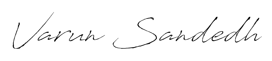 A modern signature idea for name Varun Sandedh using Antro_Vectra font. Clean strokes and elegant curves make it stand out instantly. Varun Sandedh signature style 6 images and pictures png