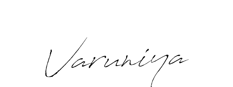 Make a beautiful signature design for name Varuniya. With this signature (Antro_Vectra) style, you can create a handwritten signature for free. Varuniya signature style 6 images and pictures png