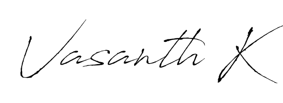 Practice writing Vasanth K with the flow of Antro_Vectra lettering. A fantastic source of inspiration for developing your personal signature style. Vasanth K signature style 6 images and pictures png
