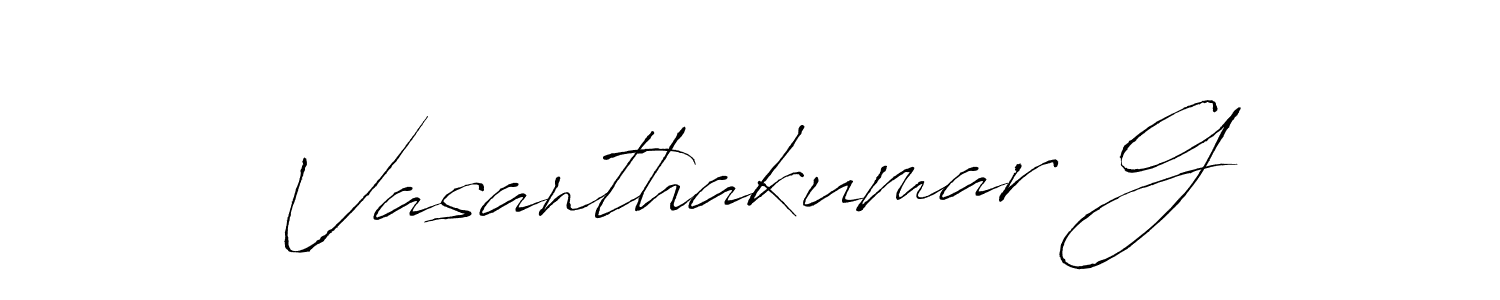 Create a beautiful signature design for name Vasanthakumar G. With this signature (Antro_Vectra) fonts, you can make a handwritten signature for free. Vasanthakumar G signature style 6 images and pictures png