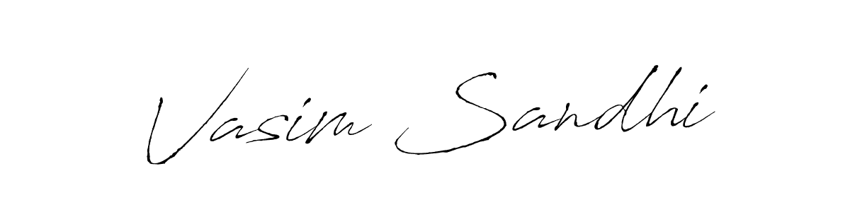 Make a beautiful signature design for name Vasim Sandhi. With this signature (Antro_Vectra) style, you can create a handwritten signature for free. Vasim Sandhi signature style 6 images and pictures png