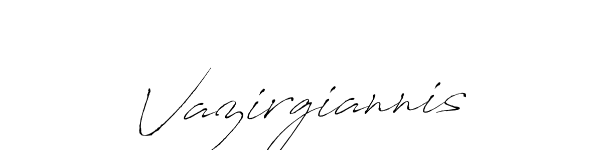 How to make Vazirgiannis name signature. Use Antro_Vectra style for creating short signs online. This is the latest handwritten sign. Vazirgiannis signature style 6 images and pictures png