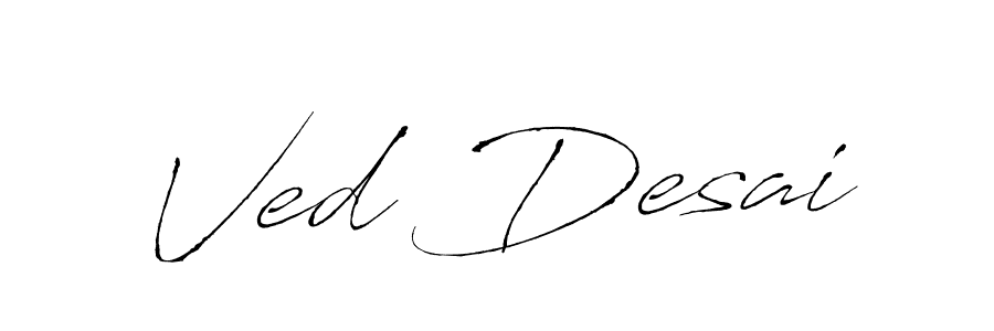 How to make Ved Desai name signature. Use Antro_Vectra style for creating short signs online. This is the latest handwritten sign. Ved Desai signature style 6 images and pictures png