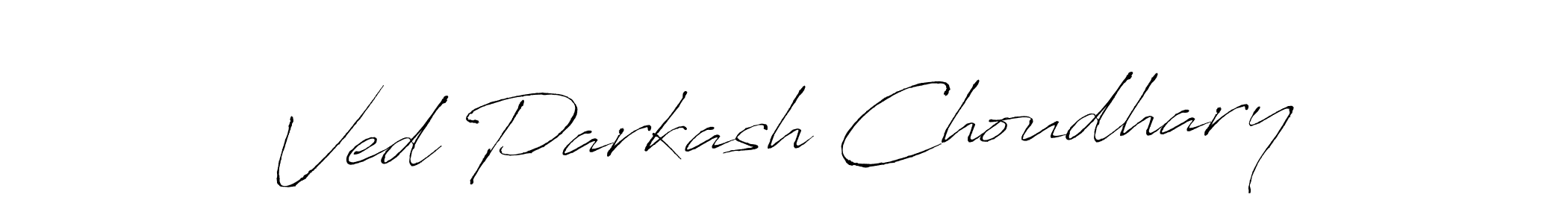 How to make Ved Parkash Choudhary name signature. Use Antro_Vectra style for creating short signs online. This is the latest handwritten sign. Ved Parkash Choudhary signature style 6 images and pictures png