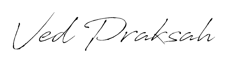 The Antro_Vectra handwriting style adds charm and authenticity to name Ved Praksah. A wonderful choice for personal thank-you notes. Ved Praksah signature style 6 images and pictures png