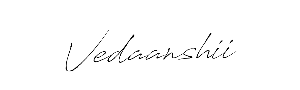 The best way (Antro_Vectra) to make a short signature is to pick only two or three words in your name. The name Vedaanshii include a total of six letters. For converting this name. Vedaanshii signature style 6 images and pictures png