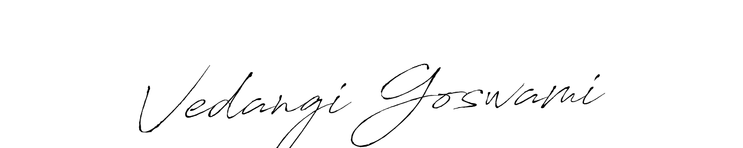 The best way (Antro_Vectra) to make a short signature is to pick only two or three words in your name. The name Vedangi Goswami include a total of six letters. For converting this name. Vedangi Goswami signature style 6 images and pictures png