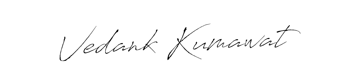 The best way (Antro_Vectra) to make a short signature is to pick only two or three words in your name. The name Vedank Kumawat include a total of six letters. For converting this name. Vedank Kumawat signature style 6 images and pictures png
