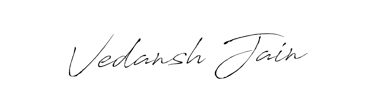 How to make Vedansh Jain name signature. Use Antro_Vectra style for creating short signs online. This is the latest handwritten sign. Vedansh Jain signature style 6 images and pictures png