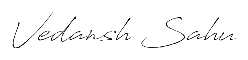 A dynamic signature style for Vedansh Sahu using Antro_Vectra script. Designed to look authentic, handwritten, and professional. Vedansh Sahu signature style 6 images and pictures png