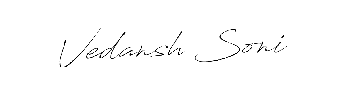 How to make Vedansh Soni name signature. Use Antro_Vectra style for creating short signs online. This is the latest handwritten sign. Vedansh Soni signature style 6 images and pictures png