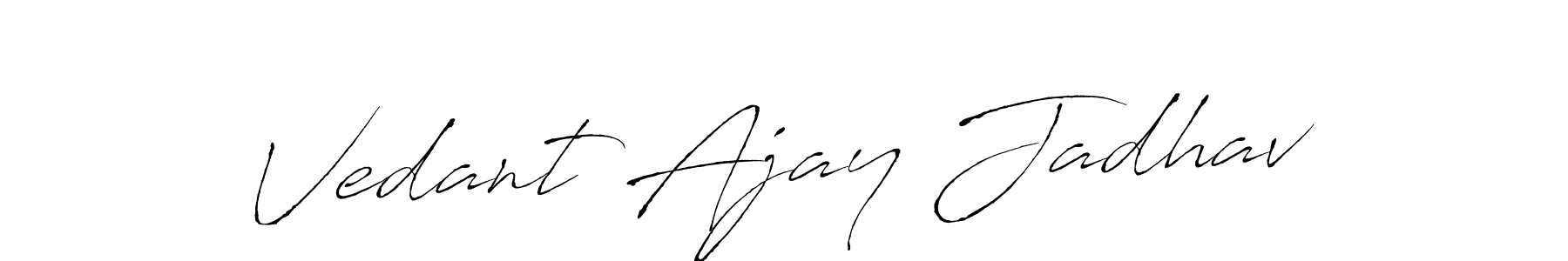 How to make Vedant Ajay Jadhav name signature. Use Antro_Vectra style for creating short signs online. This is the latest handwritten sign. Vedant Ajay Jadhav signature style 6 images and pictures png