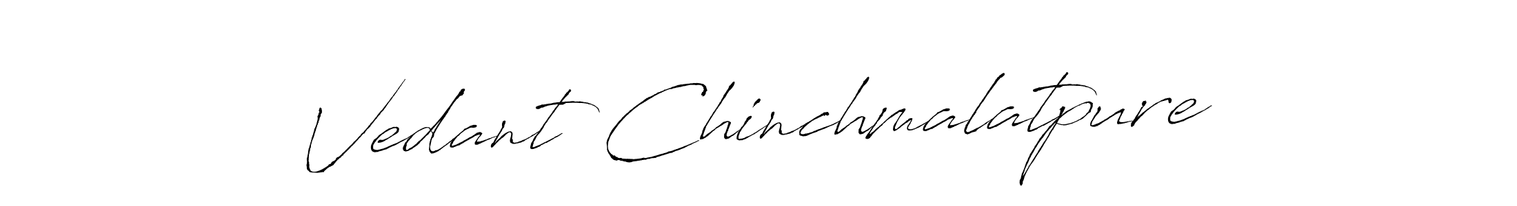 How to make Vedant Chinchmalatpure name signature. Use Antro_Vectra style for creating short signs online. This is the latest handwritten sign. Vedant Chinchmalatpure signature style 6 images and pictures png