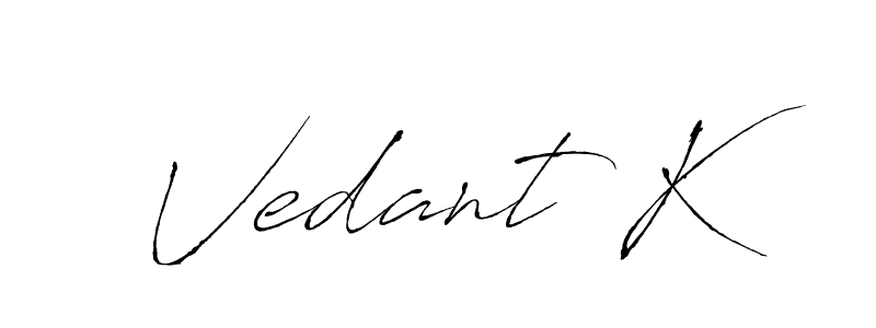 Make a beautiful signature design for name Vedant K. With this signature (Antro_Vectra) style, you can create a handwritten signature for free. Vedant K signature style 6 images and pictures png