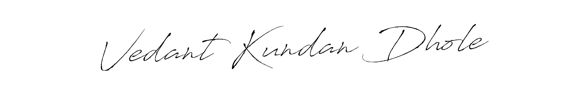 The best way (Antro_Vectra) to make a short signature is to pick only two or three words in your name. The name Vedant Kundan Dhole include a total of six letters. For converting this name. Vedant Kundan Dhole signature style 6 images and pictures png