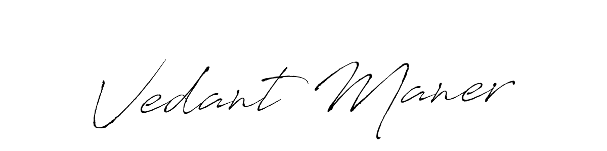 The best way (Antro_Vectra) to make a short signature is to pick only two or three words in your name. The name Vedant Maner include a total of six letters. For converting this name. Vedant Maner signature style 6 images and pictures png