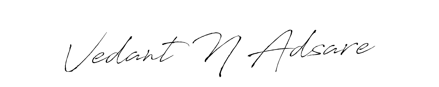 The best way (Antro_Vectra) to make a short signature is to pick only two or three words in your name. The name Vedant N Adsare include a total of six letters. For converting this name. Vedant N Adsare signature style 6 images and pictures png