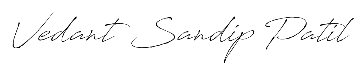A classic penmanship look for Vedant Sandip Patil. The Antro_Vectra font brings timeless elegance and confidence to every signed document. Vedant Sandip Patil signature style 6 images and pictures png