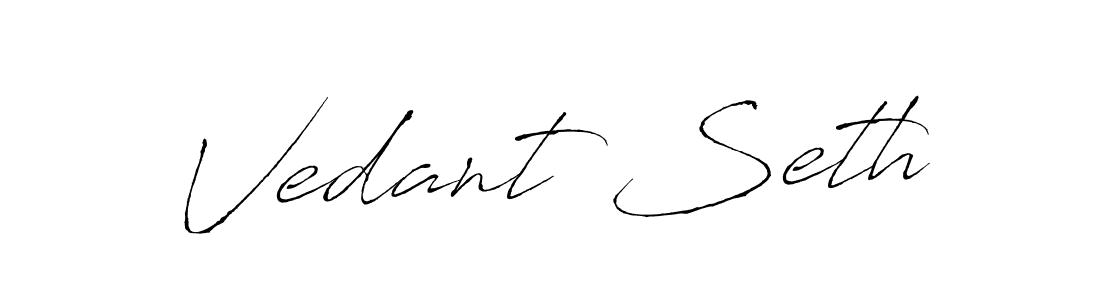 How to make Vedant Seth name signature. Use Antro_Vectra style for creating short signs online. This is the latest handwritten sign. Vedant Seth signature style 6 images and pictures png