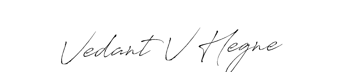 How to make Vedant V Hegne name signature. Use Antro_Vectra style for creating short signs online. This is the latest handwritten sign. Vedant V Hegne signature style 6 images and pictures png