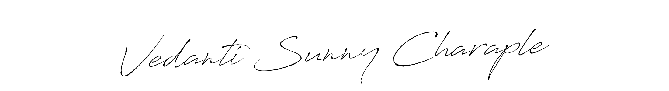 Antro_Vectra is a professional signature style that is perfect for those who want to add a touch of class to their signature. It is also a great choice for those who want to make their signature more unique. Get Vedanti Sunny Charaple name to fancy signature for free. Vedanti Sunny Charaple signature style 6 images and pictures png