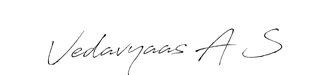 How to make Vedavyaas A S name signature. Use Antro_Vectra style for creating short signs online. This is the latest handwritten sign. Vedavyaas A S signature style 6 images and pictures png