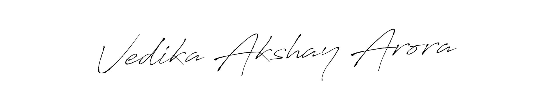 Antro_Vectra is a professional signature style that is perfect for those who want to add a touch of class to their signature. It is also a great choice for those who want to make their signature more unique. Get Vedika Akshay Arora name to fancy signature for free. Vedika Akshay Arora signature style 6 images and pictures png