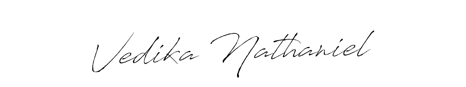 Vedika Nathaniel stylish signature style. Best Handwritten Sign (Antro_Vectra) for my name. Handwritten Signature Collection Ideas for my name Vedika Nathaniel. Vedika Nathaniel signature style 6 images and pictures png