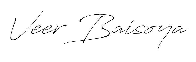 A modern signature idea for name Veer Baisoya using Antro_Vectra font. Clean strokes and elegant curves make it stand out instantly. Veer Baisoya signature style 6 images and pictures png