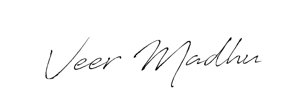 Make a beautiful signature design for name Veer Madhu. With this signature (Antro_Vectra) style, you can create a handwritten signature for free. Veer Madhu signature style 6 images and pictures png