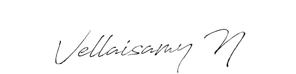 How to make Vellaisamy N name signature. Use Antro_Vectra style for creating short signs online. This is the latest handwritten sign. Vellaisamy N signature style 6 images and pictures png