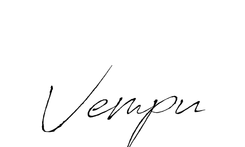 Design your own signature with our free online signature maker. With this signature software, you can create a handwritten (Antro_Vectra) signature for name Vempu. Vempu signature style 6 images and pictures png