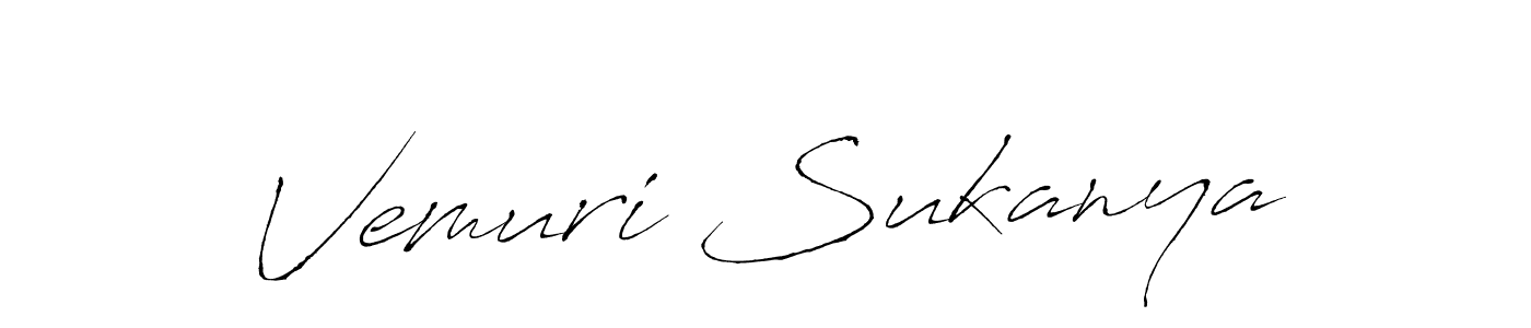 How to make Vemuri Sukanya name signature. Use Antro_Vectra style for creating short signs online. This is the latest handwritten sign. Vemuri Sukanya signature style 6 images and pictures png